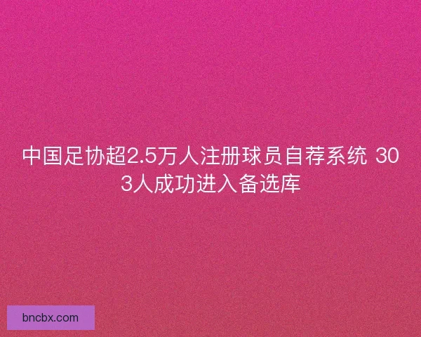 中国足协超2.5万人注册球员自荐系统 303人成功进入备选库