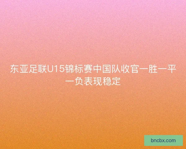 东亚足联U15锦标赛中国队收官一胜一平一负表现稳定