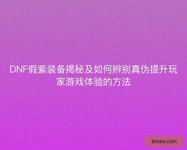DNF假紫装备揭秘及如何辨别真伪提升玩家游戏体验的方法